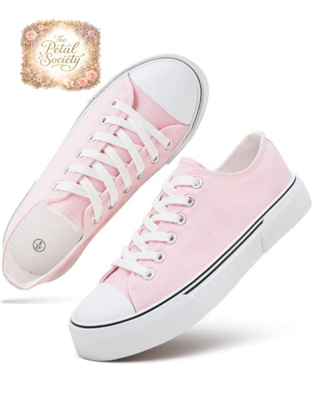 Women's Low Top Canvas Sneakers Lace Up Casual Tennis Shoes Breathable Anti-Slip